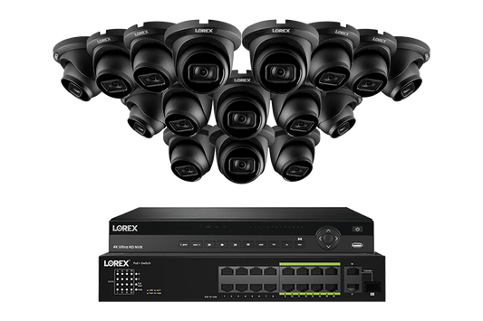 Lorex 4K (32 Camera Capable) 8TB Wired NVR System with Nocturnal 3 Smart IP Dome Cameras Featuring Listen-In Audio and 30FPS Recording