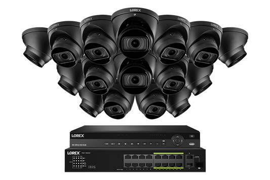 Lorex 4K (32 Camera Capable) 6TB Wired NVR System with Nocturnal 3 Smart IP Turret Cameras Featuring Motorized Varifocal Lens and 30FPS Recording