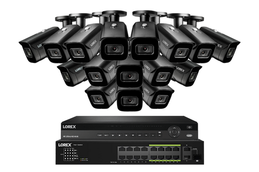 Lorex 4K (32 Camera Capable) 6TB Wired NVR System with Nocturnal 3 Smart IP Bullet Cameras Featuring Listen-In Audio and 30FPS Recording