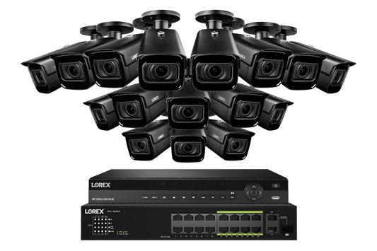Lorex 4K (32 Camera Capable) 6TB Wired NVR System with Nocturnal 3 Smart IP Bullet Cameras Featuring Motorized Varifocal Lens and 30FPS Recording
