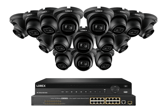 Lorex 4K (32 Camera Capable) 6TB Wired NVR System with Nocturnal 3 Smart IP Turret Cameras Featuring Listen-In Audio and 30FPS Recording