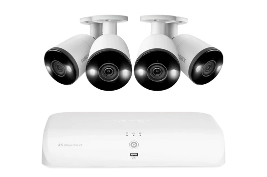 Lorex Fusion 4K 16-Camera Capable (8 Wired + 8 Wi-Fi) 2TB NVR System with 4 Bullet Cameras Featuring Smart Deterrence and 2-Way Audio